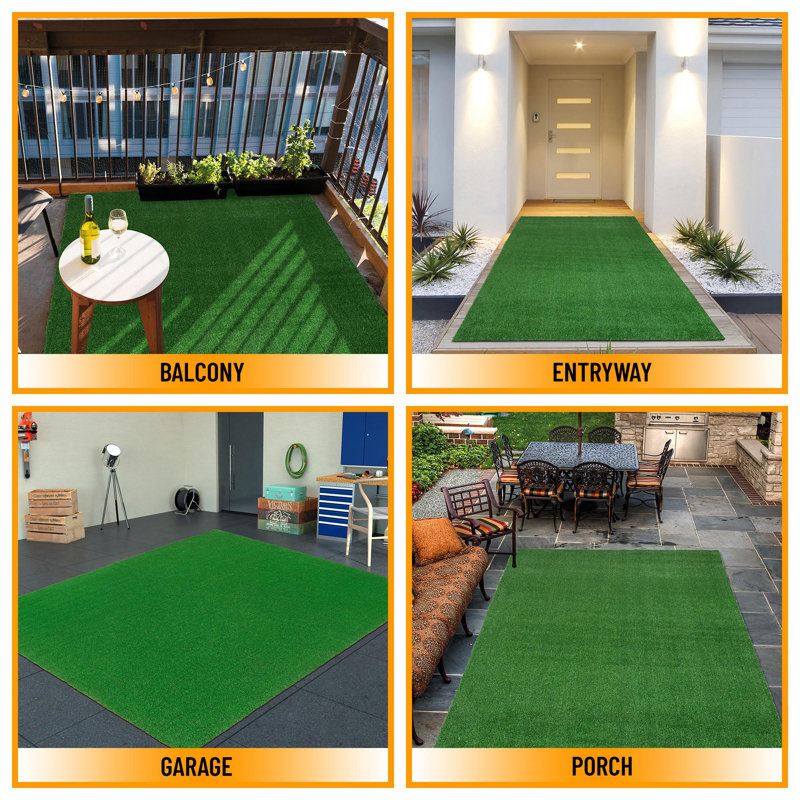 Somersby Indoor/Outdoor Low Pile Artificial Grass Turf Rugs and Rolls Customized Size For Balcony, Patios, 6'6 x 9'3"