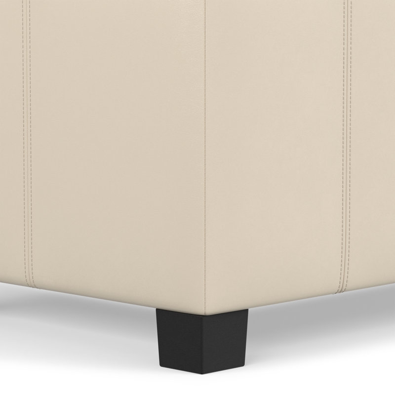 Repose-pieds rectangulaire avec rangement relevable Dover, Similicuir satiné crème