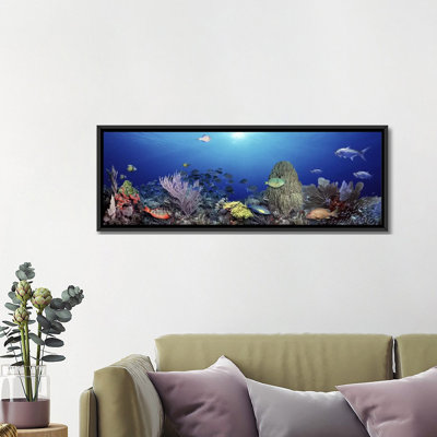 «School of Fish Natation in the Sea», reproduction de photo sur toile tendue