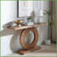 Table basse contemporaine en bois d'ingénierie de 53,2 po - Base circulaire pour salon et amp; Couloir, facile à nettoyer