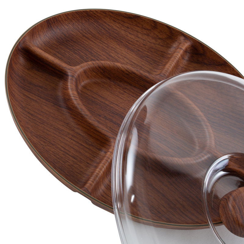 Plateau de service en bois d'aspect bois avec couvercle Wrought Studio ™