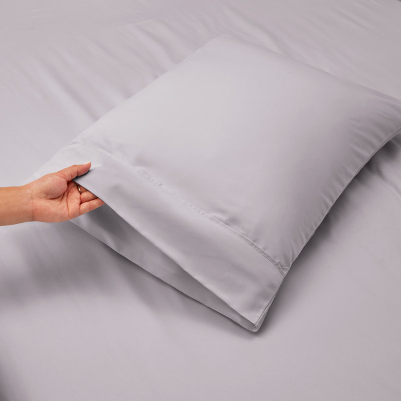 Ensemble de draps en micro-fibre, Gris clair, Drap-housse grand