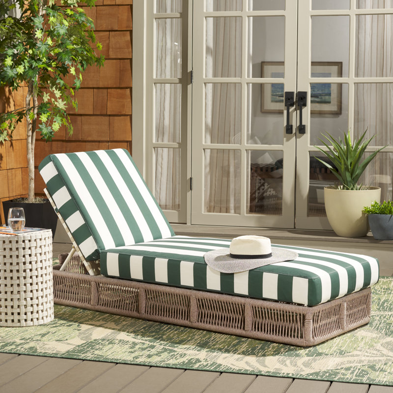 Gillian Steel and Rope Chaise Lounger, Green