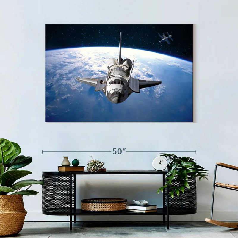 Oberle Space Shuttle Orbiting Earth, 32" H x 48" W