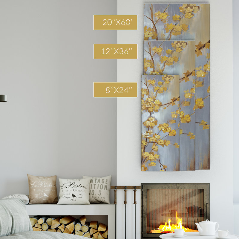 «Forsythia Garden I», reproduction sur toile, H 12 po x l 36 po x P 1,5 po