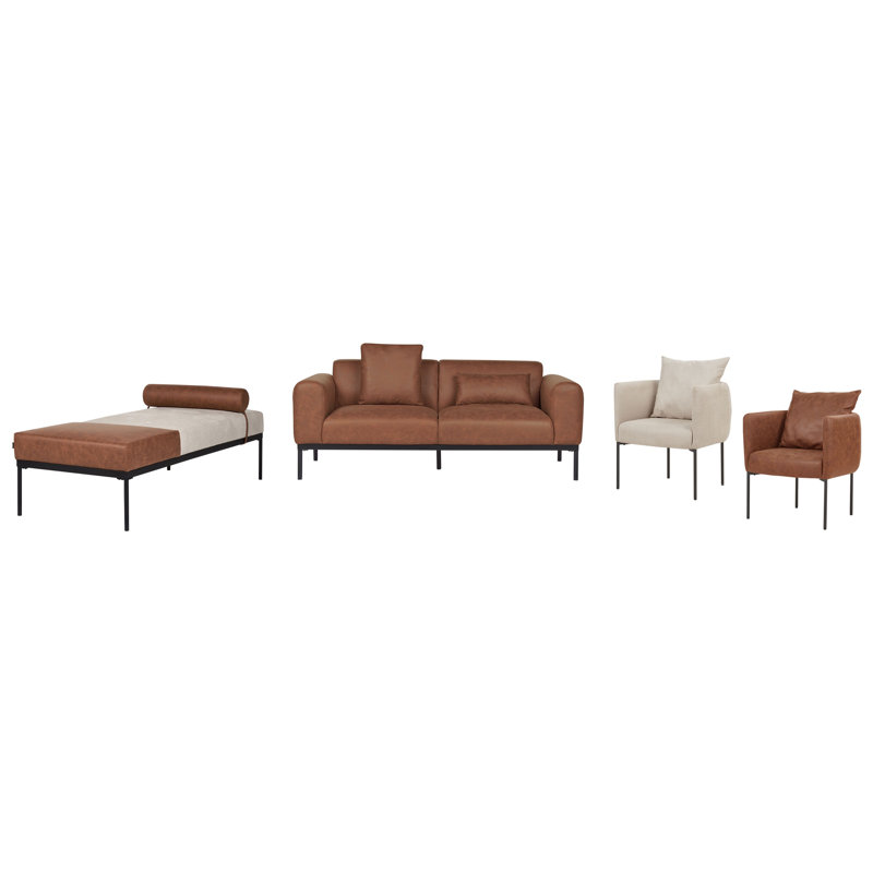 MALMOS 4 - Piece Living Room Set, Beige/Brown