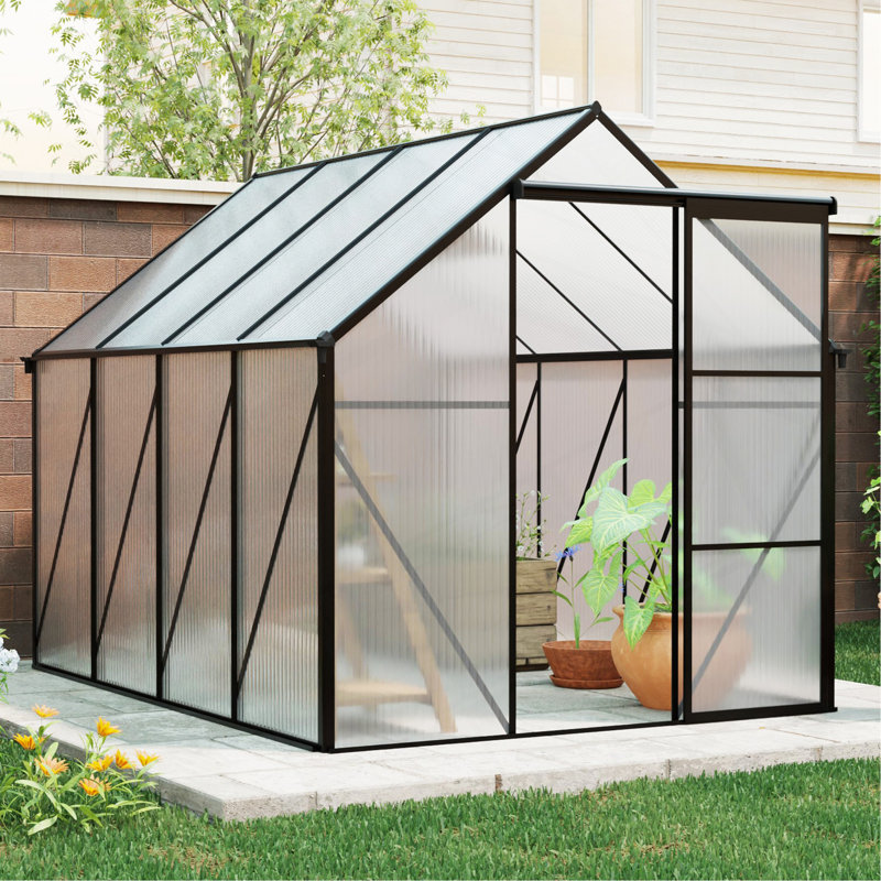 Spacieuse serre en polycarbonate avec des caractéristiques avancées pour le jardinage à l'année, Noir