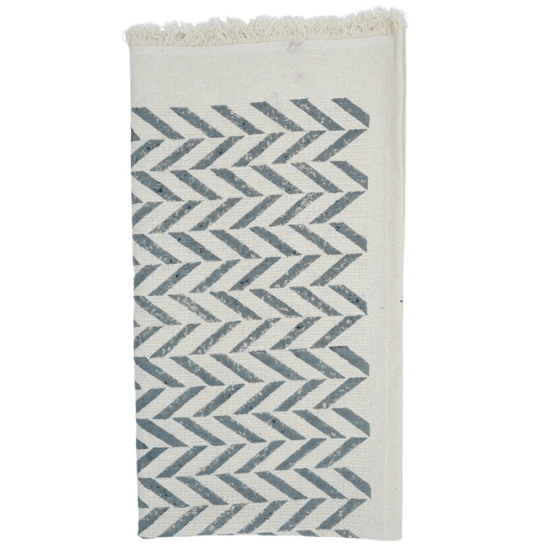 Hand Block Print Cotton Waffle Hand Towels - Perfect Blend of Style & Functionality for Your Bathroom "Jheel" Grey