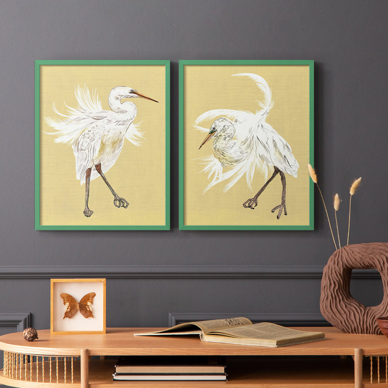 Reproduction encadrée HeronPlumageV-Premium - prête à être accrochée - aucun clou requis - aucun clou requis, Gris