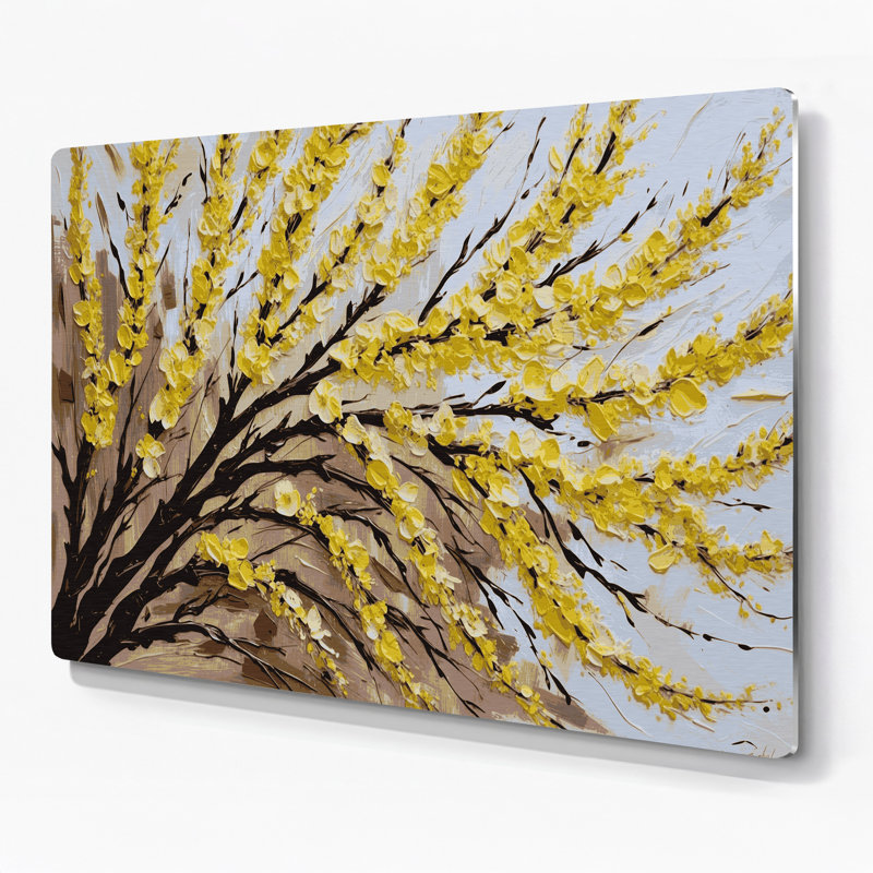 Art mural en métal Botanical Forsythia, H 288 po x l 432 po x P 0,05 po