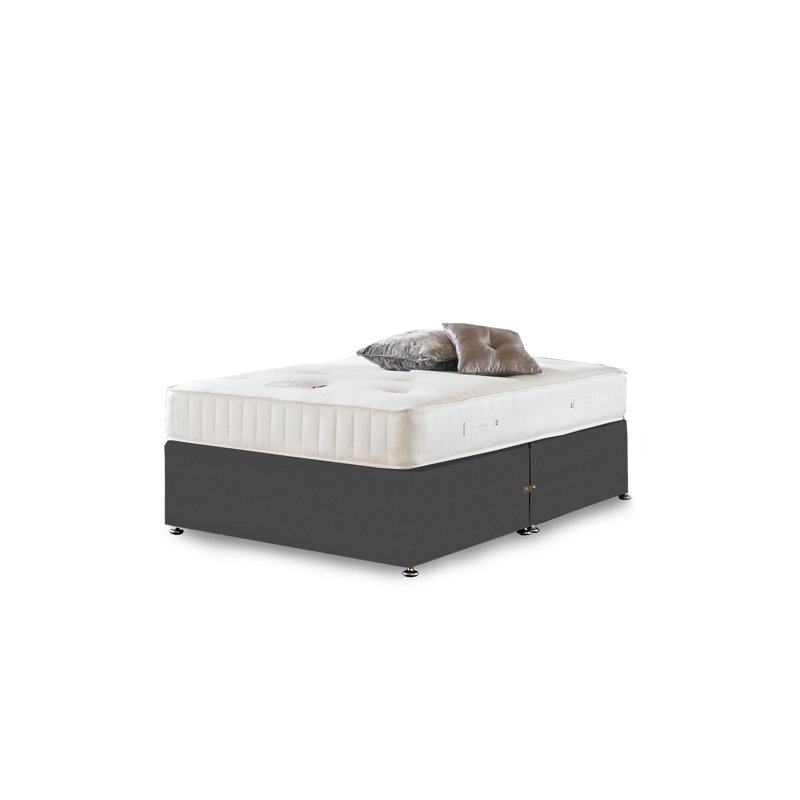 Asia Hilton Orthopaedic Divan Bed, Single (3'), No Storage, Steel Plush Velvet