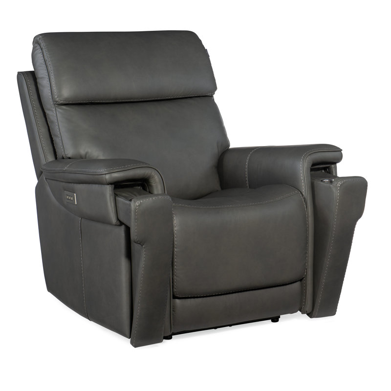 MS Recliner, Gray Genuine Leather