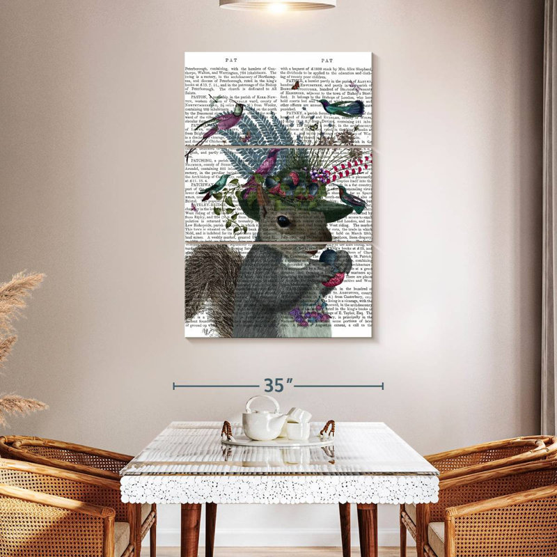 Écureuil Brampt, gardien d'oiseaux et glands bleus, H 50 po x l 32 po