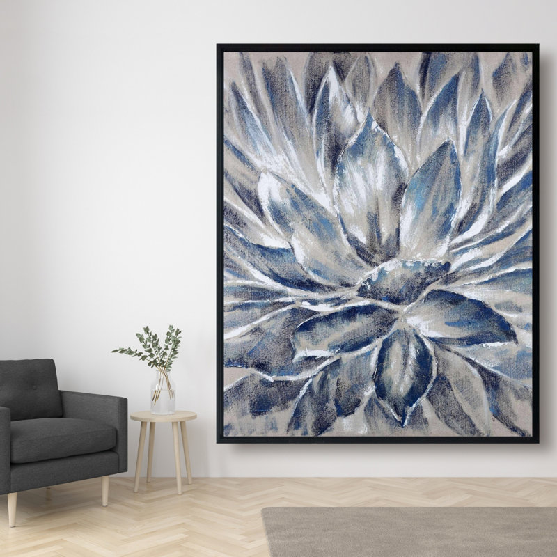 Toile à fleurs bleues et grises | Décoration florale pour chambre à coucher