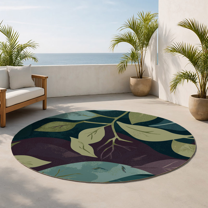 Tapis intérieur et extérieur Moonlit Silhouettes, Rond 5 pi