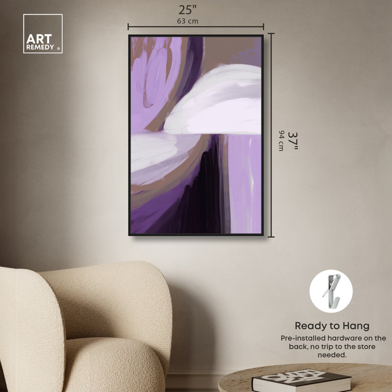 Art mural moderne «Fashion Fest Amethyst And Earth» par Art Remedy, Cadre noir, H 37 po x l 25 po