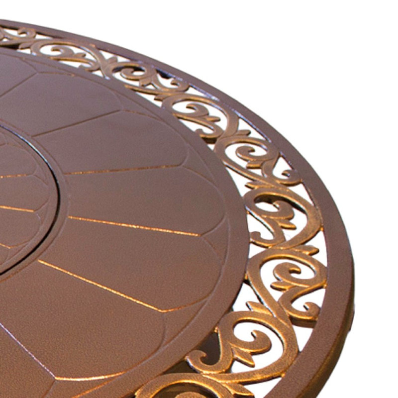 Round Hammered Bronze Cast Aluminum Gas Fire Pit Table