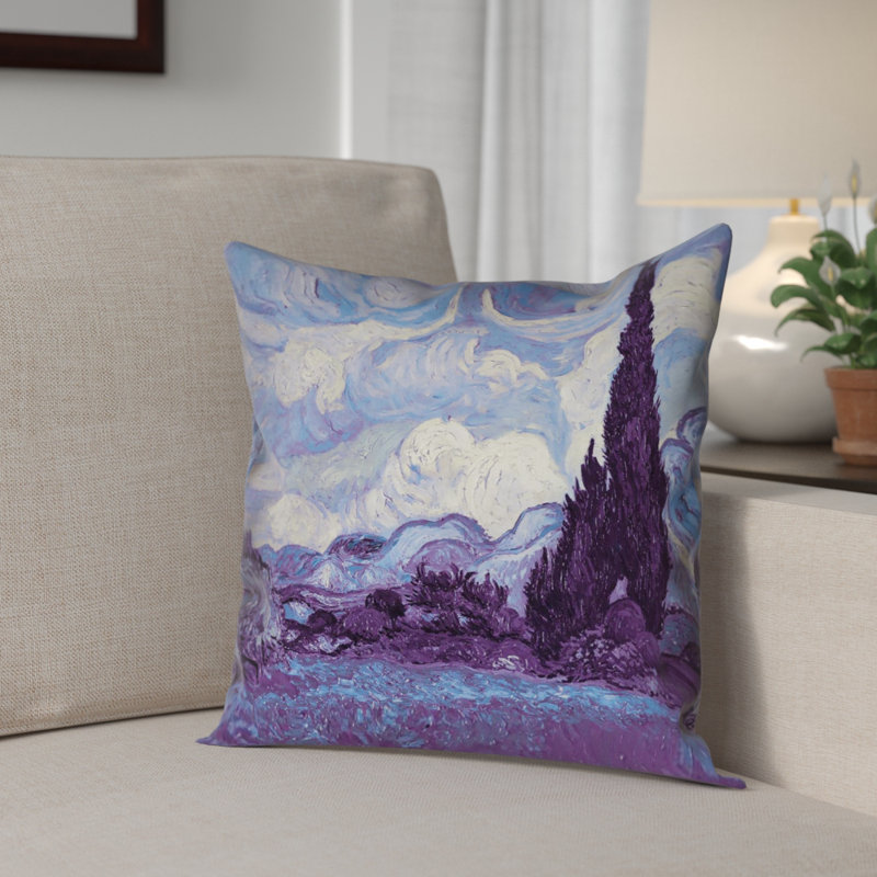 Housse de coussin 100% coton Vincent Van Gogh, 20 po x 20 po, Bleu sarcelle, Polyester / bourre de polyester