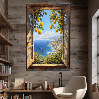 Art mural citron, images de citron méditerranéen pour la cuisine, affiche d'art mural sur toile de fruits italiens, impressions murales rétro de fruits pour art de cuisine salon salle à manger encadrée prête à être suspendue 36 po x 48 po