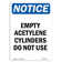 Signmission Empty Acetylene Cylinders Do Not Use Sign 