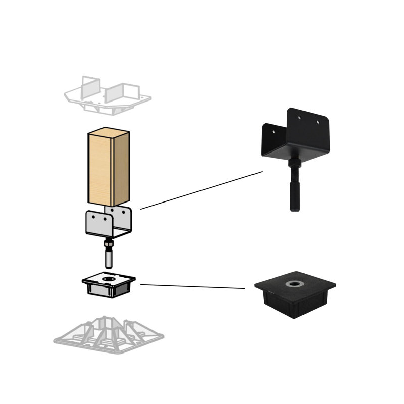 Ensemble de réglage de hauteur pour terrasse bricolage, modifications de hauteur précises, fabrication en métal durable, compatible avec les supports de terrasse de 4 po x 4 po, résistant aux intempéries, installation facile, utilisation à l'extérieur fiable