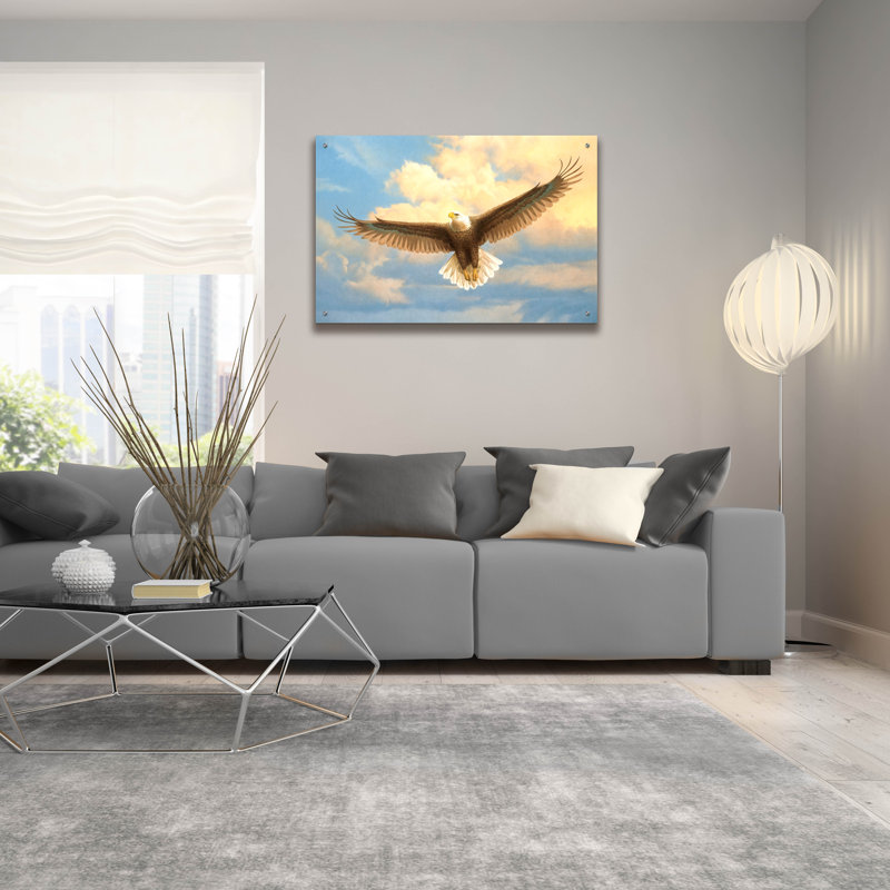 «L Eagle Manor» «Bald Eagle» par Joh Naito, art mural en verre acrylique, H 24 po x l 36 po x P 0,2 po