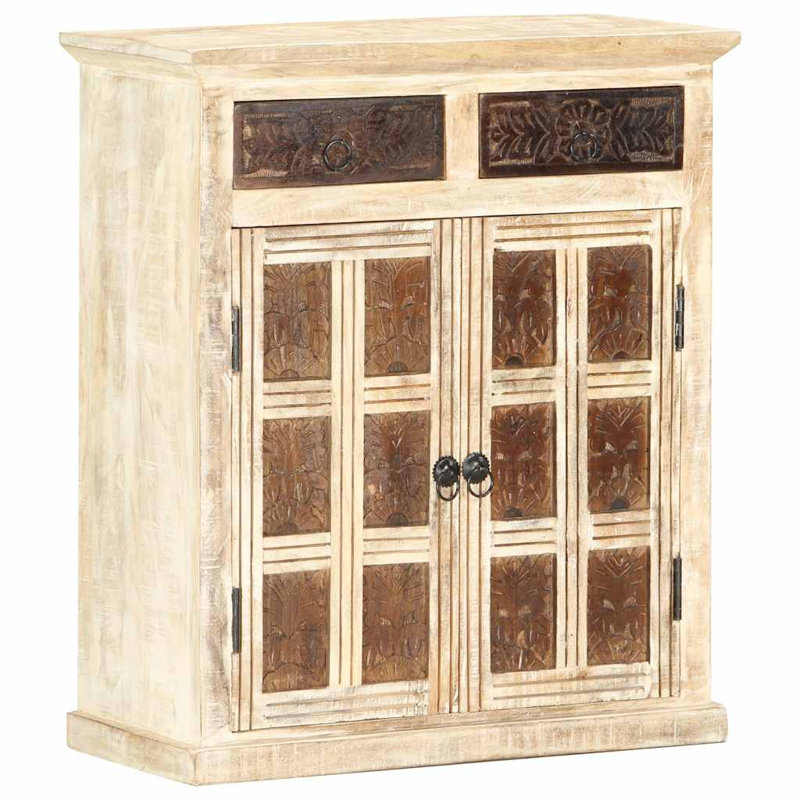 Tyreese Sideboard White 25.6" x 11.8" x 29.5" Solid Mango Wood