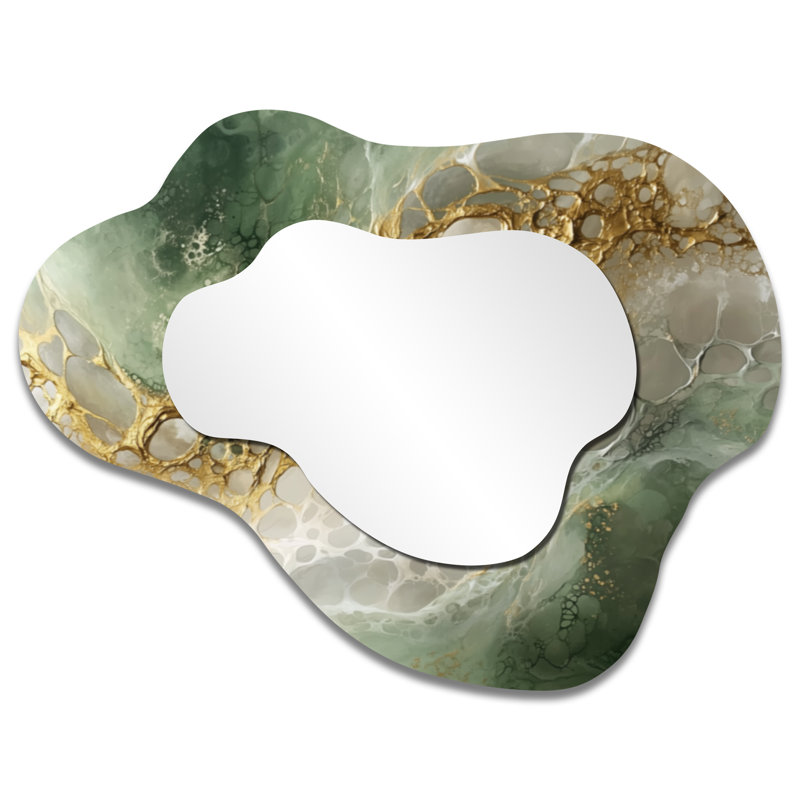 Miroir décoratif asymétrique Ephemeral Emerald Pathway To The Gemstone I, 27 po x 35 po