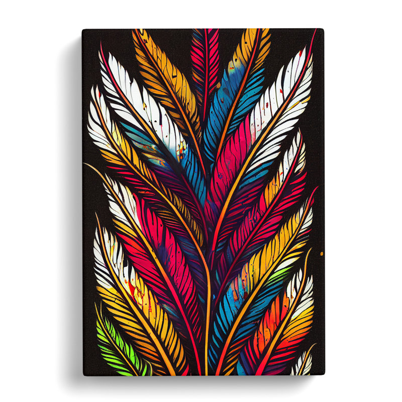 Splashed Feathers No.1 Abstract - Wall Art, 50cm H x 35cm W, Wrapped Canvas, No Matte