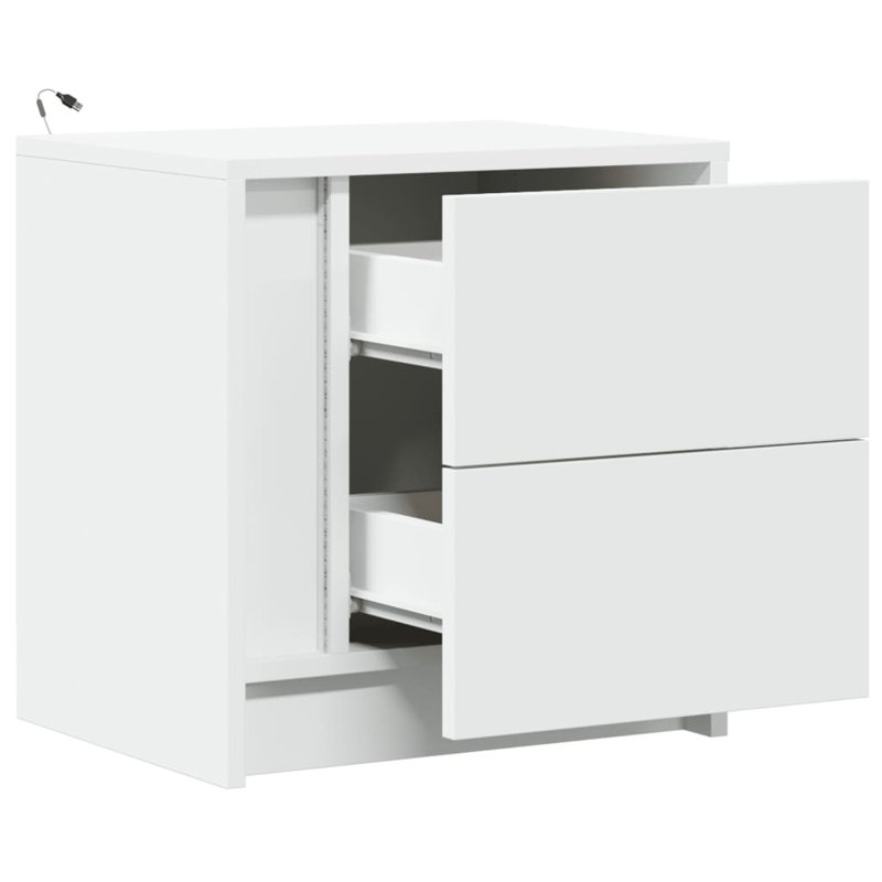 2 Drawer Bedside Table, White, 2