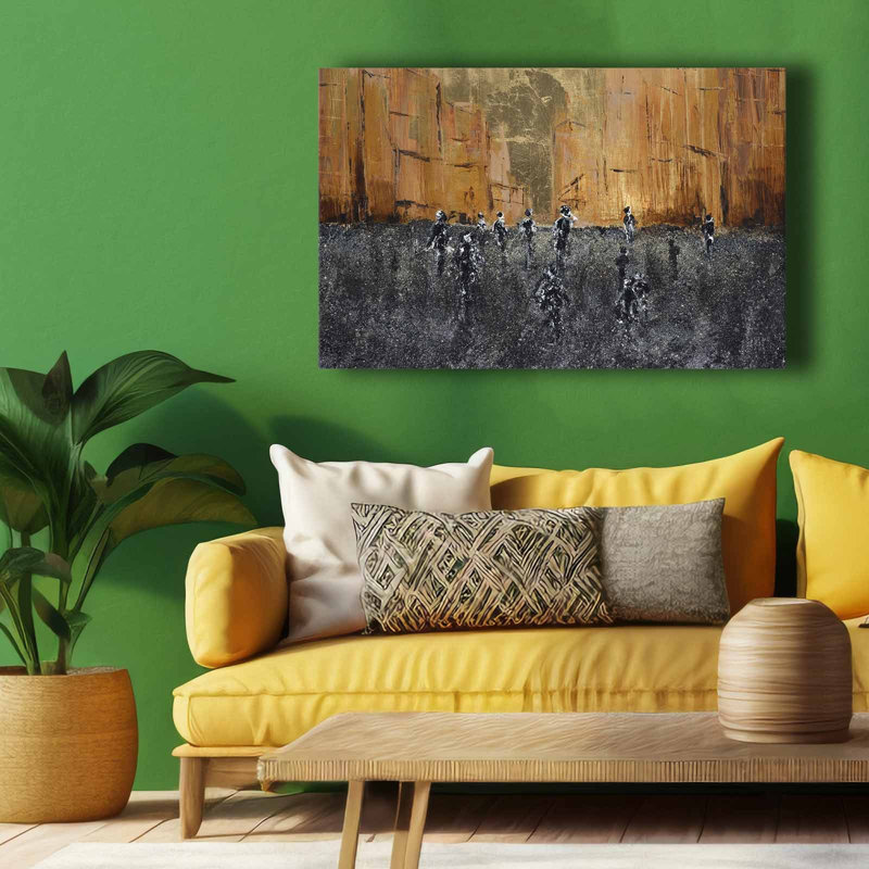 Art abstrait doré sur toile