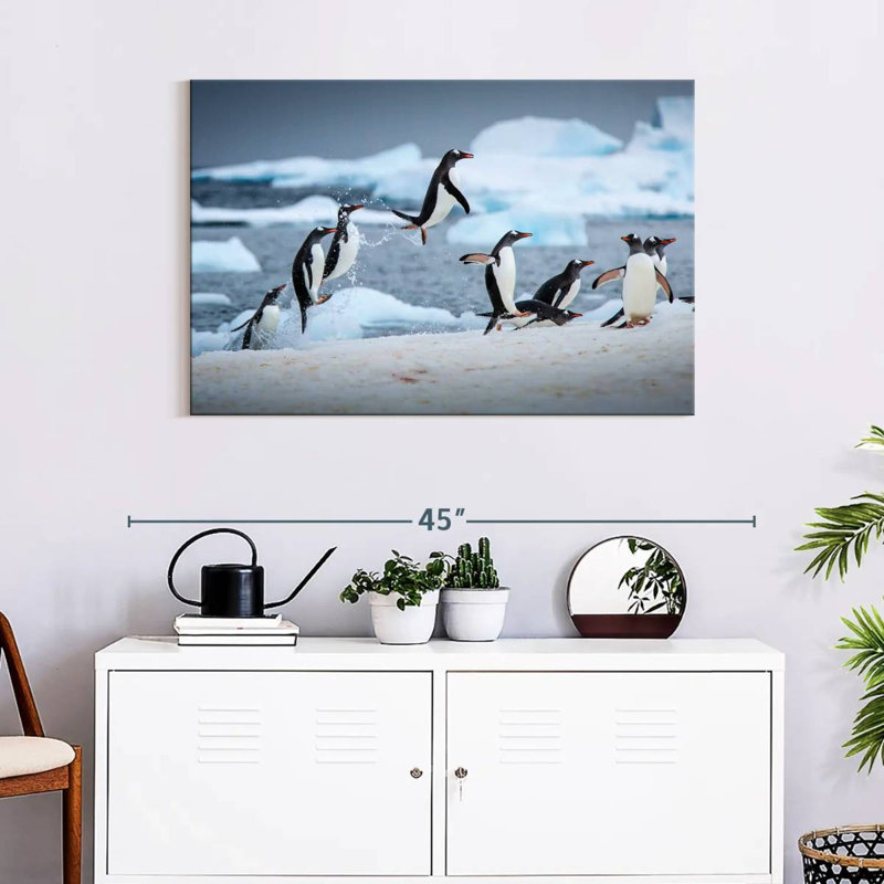 Pingouins sautant sur la glace, H 24 po x l 36 po