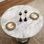 Table de salle à manger ronde de 47 pouces pour 4 personnes, plateau en faux marbre gris doux avec base en acier inoxydable, table de cuisine compacte moderne