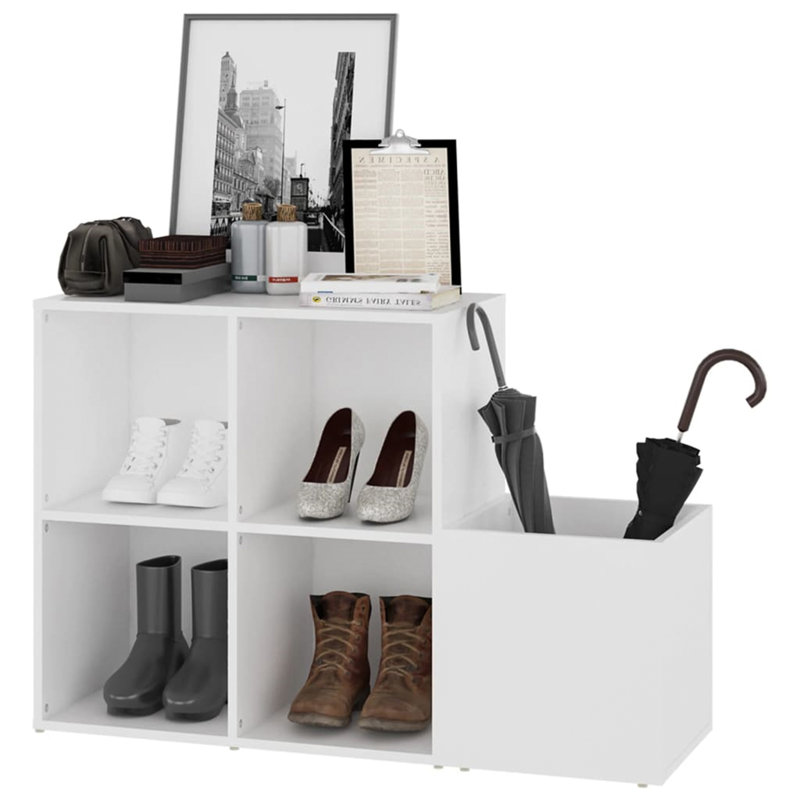 4 Pair Solid Wood Shoe Rack, White