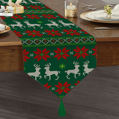 Christmas and Holiday Table Runners with Tassel - Colourful and Festive, Great for Holiday Decorating