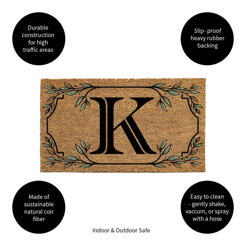 Monogram Coir Mat, Letter "K"