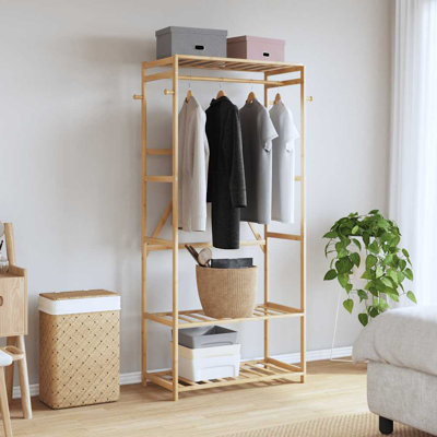 Clothes Rack With Shelves 31.5"X15.7"X68.9" Bamboo