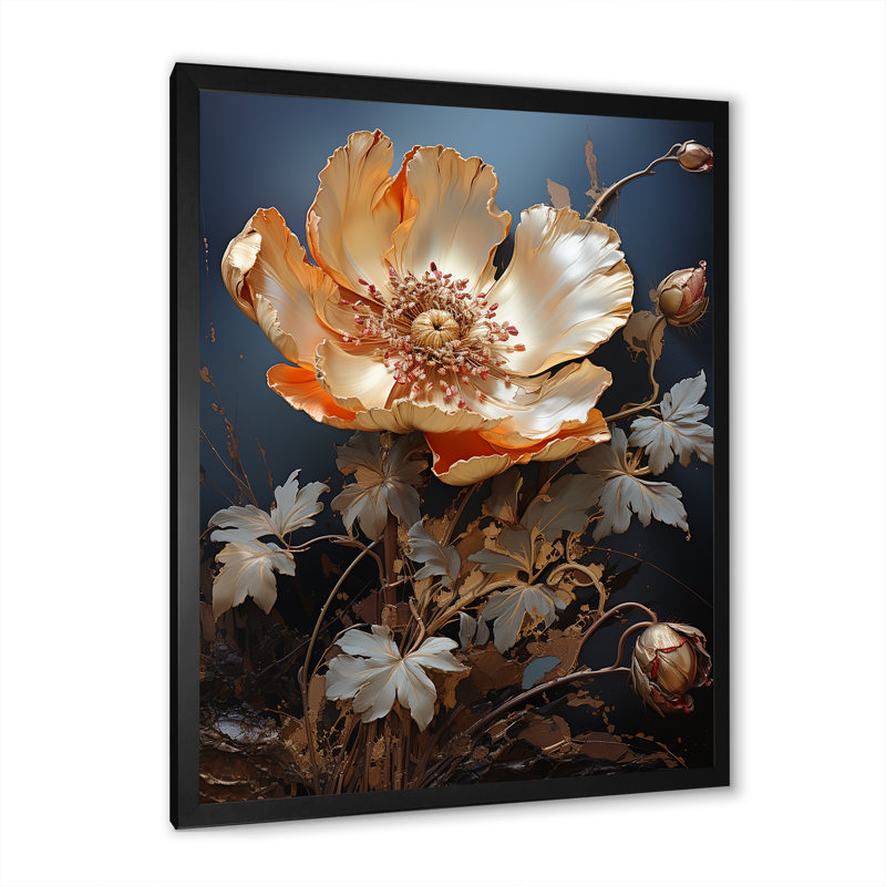«Gopped Poppy Fields» - art mural coquelicots, Cadre photo noir simple, H 20 po x l 12 po x P 1 po