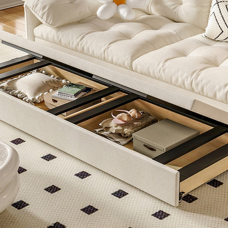 Canapé-lit causeuse 100% polyester beige, 69.29"W*41.34"D*35.83"H