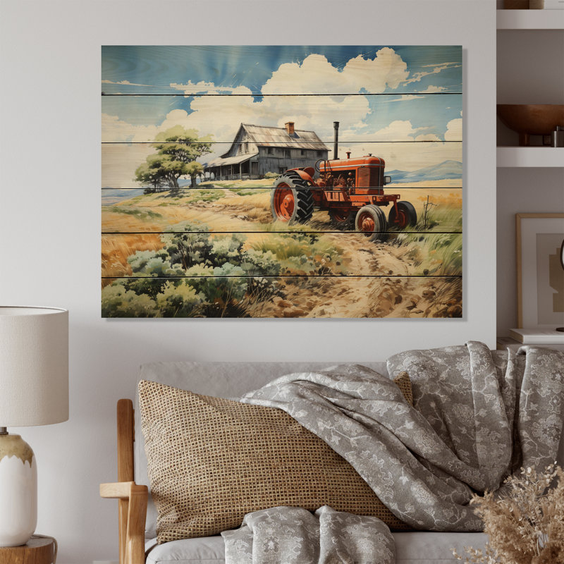 Lashera «Lashera Farmhouse Tractor», impression sur bois, H 30 po x l 40 po x P 0,78 po