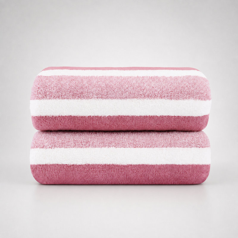 Ensemble de serviettes en microfibre pour salle de bain, 2 pièces 27 po x 55 po, Rayure rose