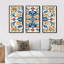 «Méditerranée Tiles in Retro Blue VII», reproduction sur toile 3 pièces-1108422107-1108422106