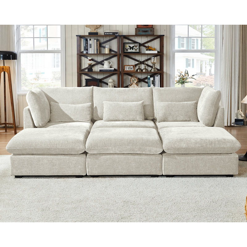 6 Seater Chenille Oversized Modular Sofa Extra Deep Cloud Corduroy Sectional Couch With Ottoman Chaise Fsc Certified Fluffy Sofa Bed 