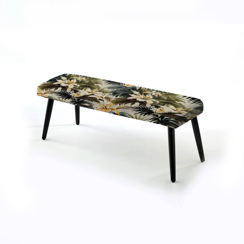 Cocoteraie motif tropical - banc rembourré noir Tropical