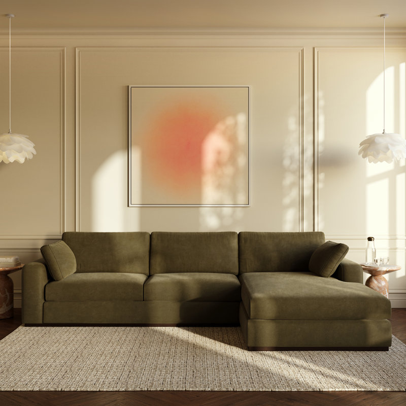 Canapé modulaire en velours Performance de 134 po Malaga, Orienté à droite