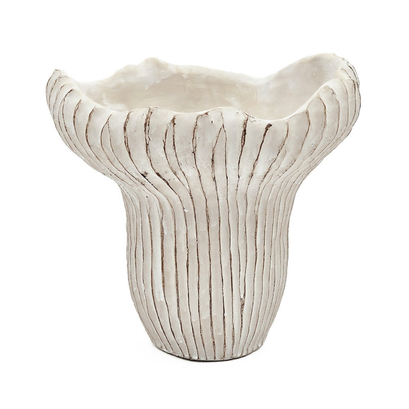 9.3X9x8.7" Sand And Cement Coral Planter With Textured Beige Finish