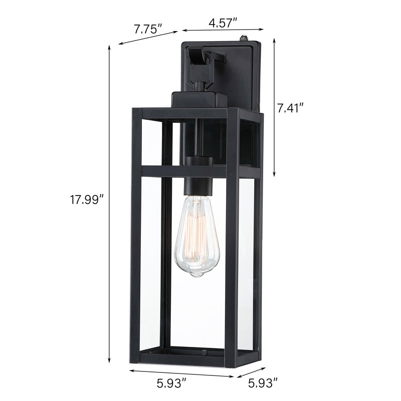 Applique murale en acier Schock avec capteur de crépuscule à l'aube (ensemble de 2), H 5,73 po x L 17,99 po x l 5,93 po