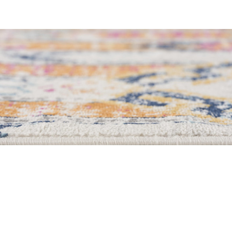 Tapis jaune à motif abstrait Kymiere, Rectangle 2 pi 6 po x 4 pi 9 po