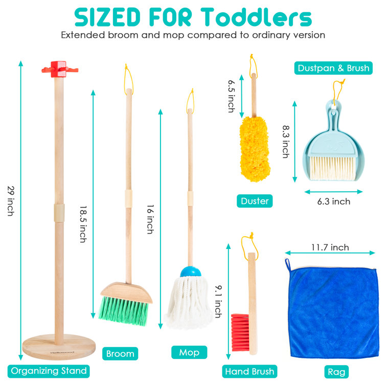 Kid's Housekeeping Cleaning Tools, 3pcs Small Mop Small Broom Small  Dustpan, Little Housekeeping He