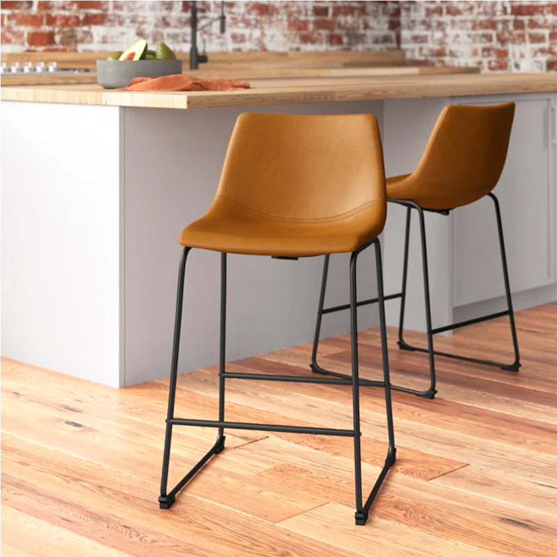 Tabouret de bar et de comptoir Julienn, Tabouret de comptoir (siège d'une hauteur de 24,2, Tanné